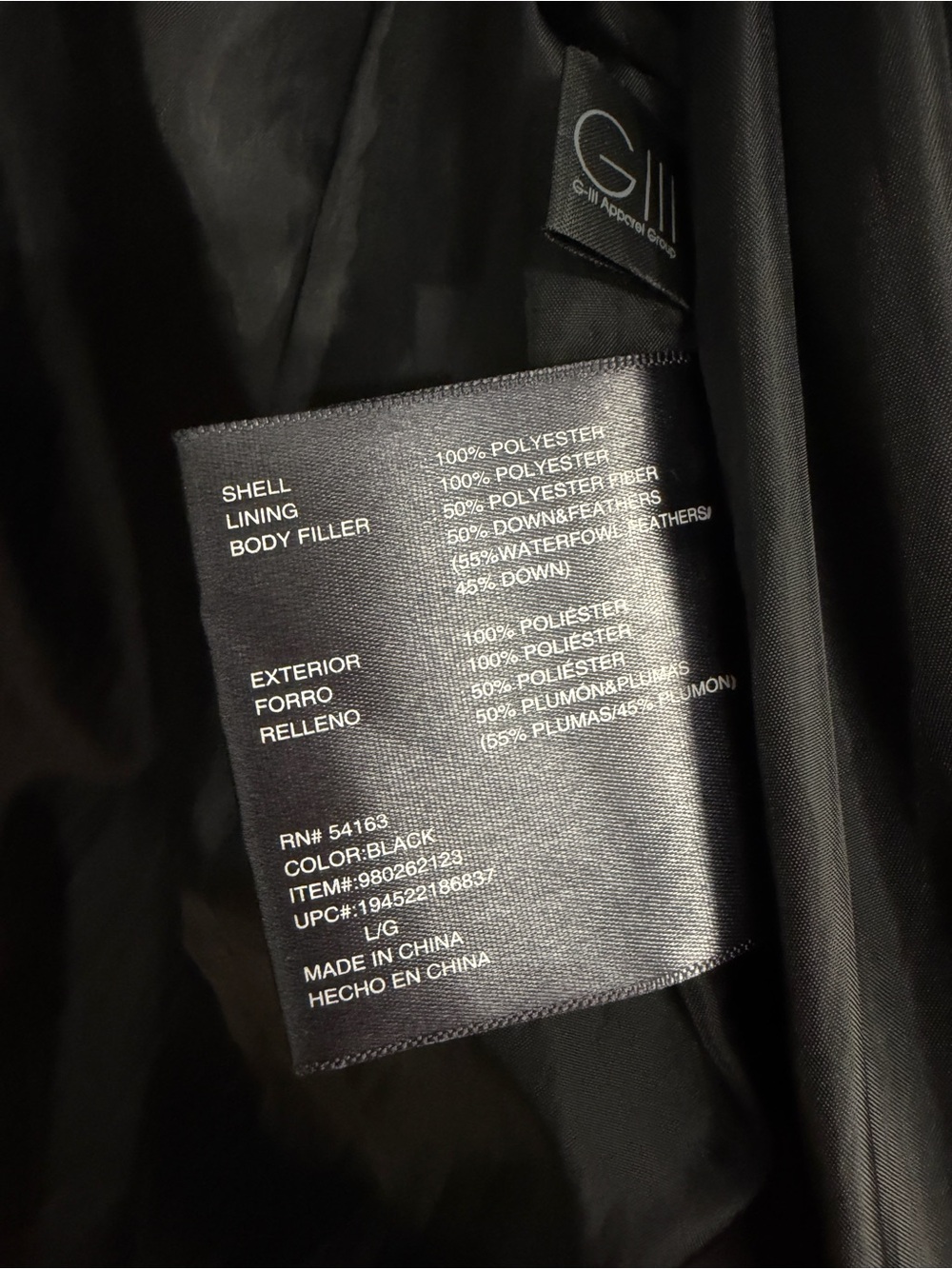 Kenneth Cole Reaction Black Hooded Long Puffer Coat Quilted Zip Jacket Large - Picture 7 of 8
